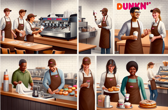 working at dunkin' donuts